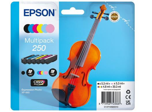 EPSON C13T16N84010 Multipack 6 Farben 250 Violin Claria Photo HD Tinte (BK, C, M, Y, HM, HC)