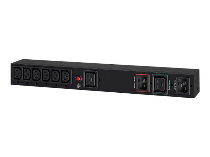 CyberPower zbh. By-Pass, Manuell, IEC Outlet, PDU, 1HE, Eingang 16A 1xC19+2xC20, Ausgang 16A 1x C19+ 10A 6xC13