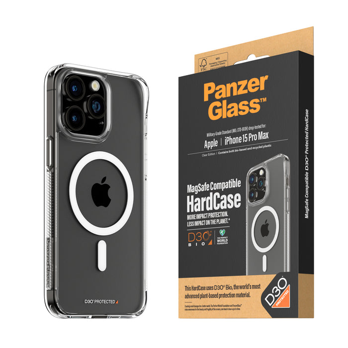 PanzerGlass HardCase Case for Apple iPhone 15 Pro Max Smartphone - Clear - Bacte