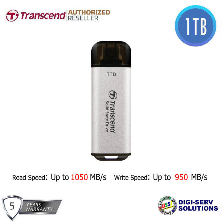 TRANSCEND ESD300S 1TB External SSD USB 10Gbps Type C Silver