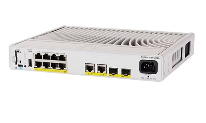 Cisco Catalyst 9200CX - Network Essentials - switch - compact - L3 - Managed - 8 x 10/100/1000 (PoE+) + 2 x 1000Base-T + 2 x 10 Gigabit SFP+ (uplink)