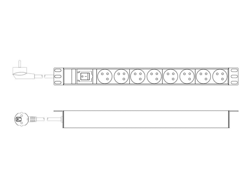 1U Aluminum PDU, rackmountable, 8x CEE 7/5 rated power: 16A, 4000W, 250VAC 50/60Hz,