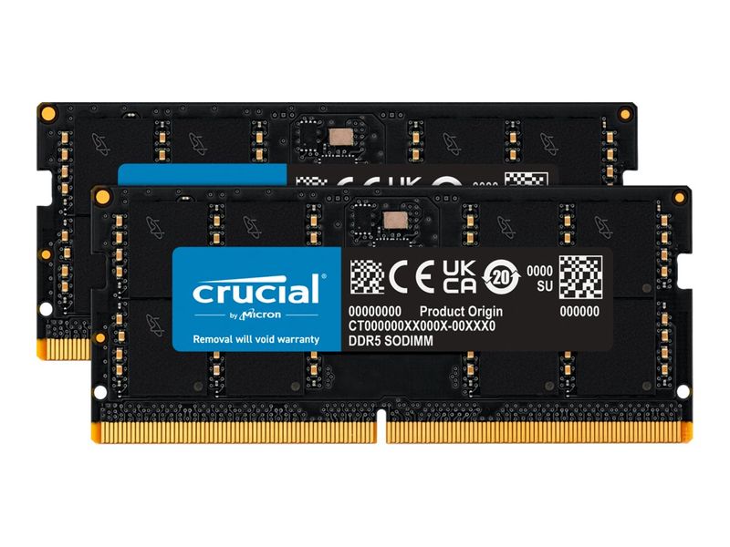 Crucial - DDR5 - kit - 64 GB: 2 x 32 GB - SO-DIMM 262-pin - 4800 MT/s / PC5-38400 - CL40 - 1.1 V - unbuffered - non-ECC