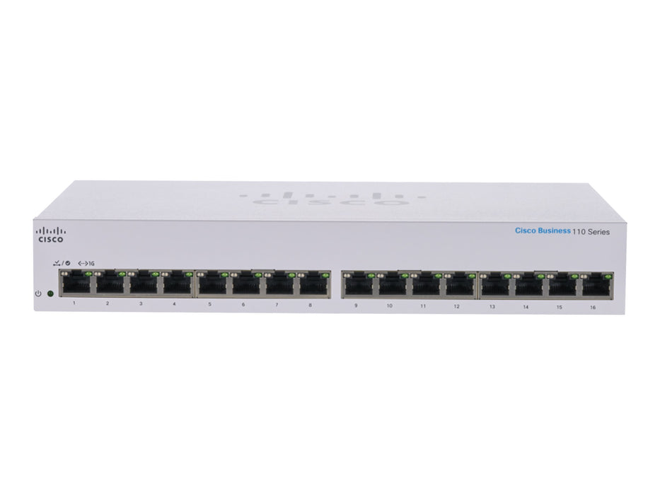 Cisco Business 110 Series 110-16T - Switch - unmanaged - 16 x 10/100/1000 - desktop, rack-mountable, wall-mountable
