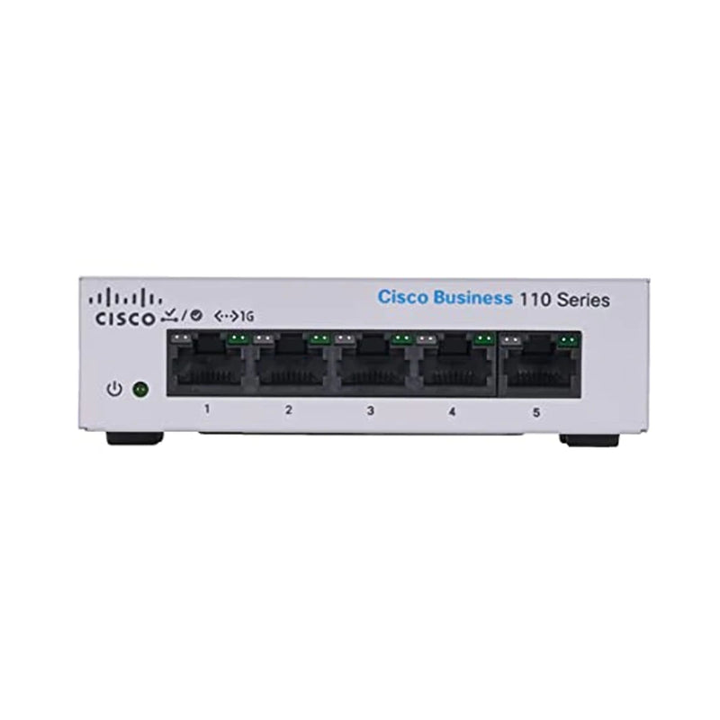 Cisco Business 110 Series 110-5T-D - Switch - unmanaged - 5 x 10/100/1000 - rack-mountable, desktop, wall-mountable - DC power