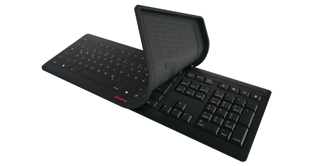 CHERRY STREAM KEYBOARD - Keyboard - disinfectable hygiene keyboard - washable - USB - QWERTY - UK - black