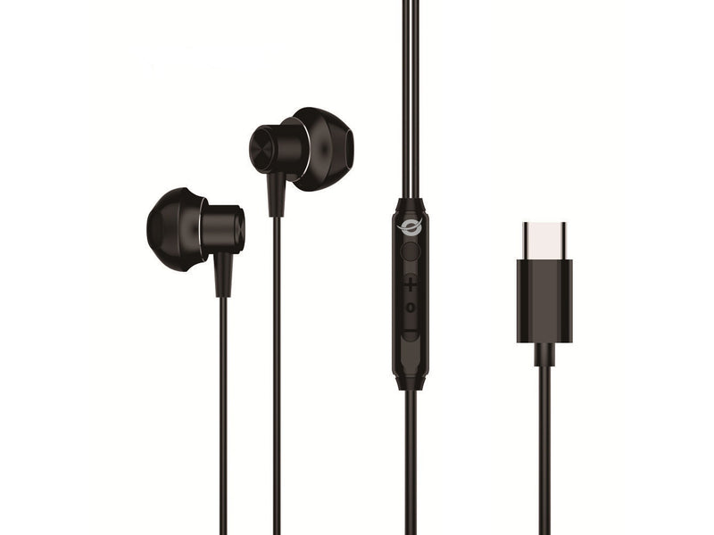 CONCEPTRONIC Headset Ohrhörer USB-C/Mikro/Ergono./+ 1.20m sw