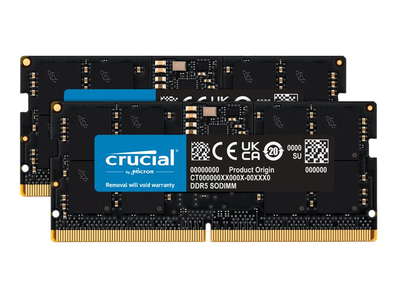 Crucial - DDR5 - kit - 32 GB: 2 x 16 GB - SO-DIMM 262-pin - 2800 MHz / PC5-44800 - CL46 - 1.1 V - non-ECC