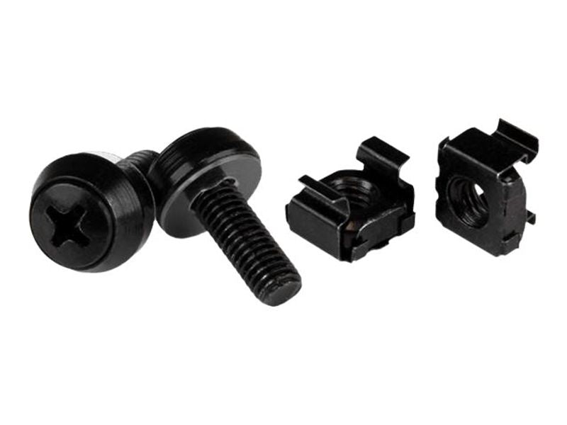 Startech M6 x 12mm Screws and Cage Nuts - 100 Pack - M6 Mounting Screws and Cage Nuts for Server Rack and Cabinet - Black (CABSCREWM62B) - Rack screws