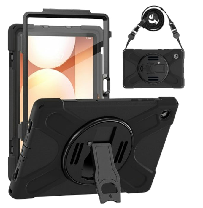 it is tested to the MIL-STD-810G standard for military-grade drop protection and has a detachable shoulder strap