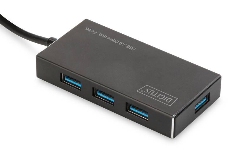 DIGITUS USB-Hub 4-Port 3.0->4xA3.0 m.Netzteil schwarz
