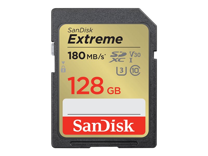 SanDisk - Flash memory card - 128 GB - Video Class V30 / UHS-I U3 / Class10 - SDXC UHS-I