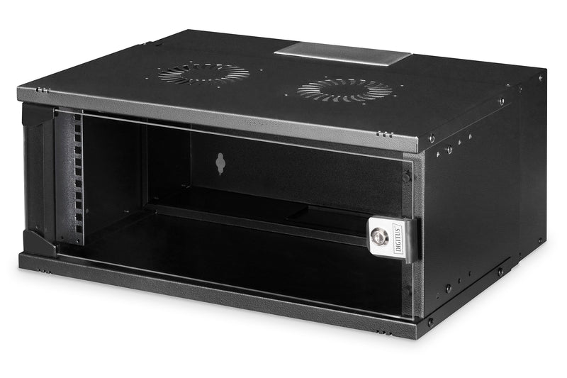 19" 4U wall-mounted network cabinet, SOHO PRO 240 x 540 x 400 mm, glass door, black, unassembled, 60 kg
