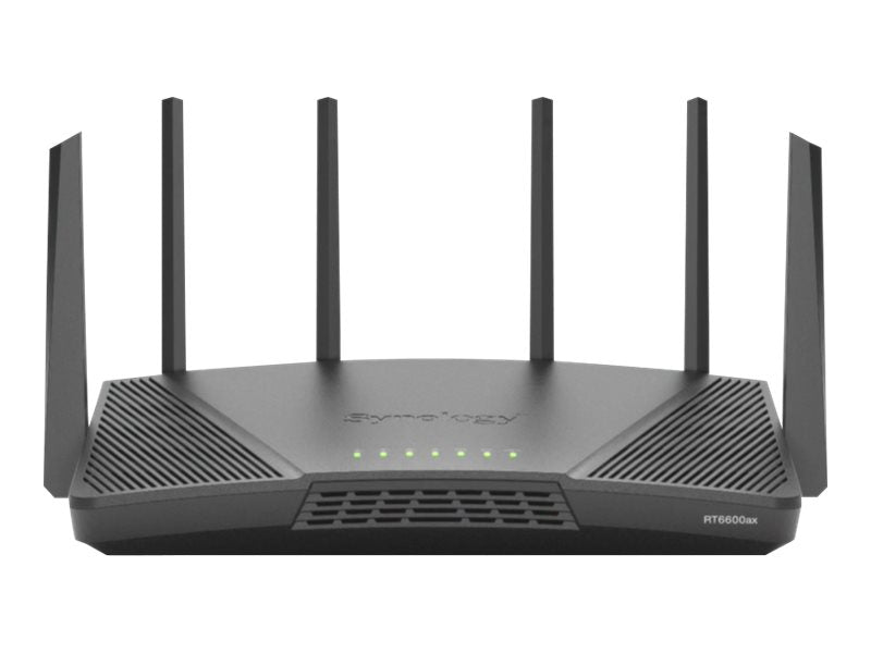 Synology RT6600AX - Wireless router 4-port switch - 1GbE, 2.5GbE - WAN ports: 2 - Wi-Fi 6 - Tri-Band