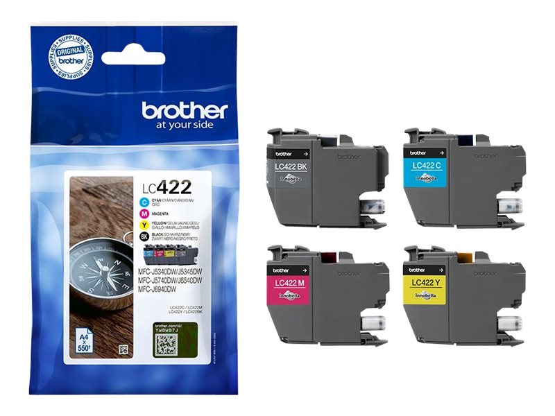 Brother LC422 Multipack - 4-pack - black, yellow, cyan, magenta - original - ink cartridge - for Brother MFC-J5345DW