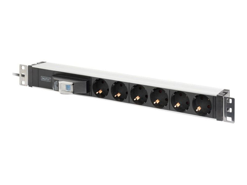 DIGITUS 1U Aluminum PDU, rackmountable 6x safety outlet,16A, 4000W, 250VAC 50/60Hz,