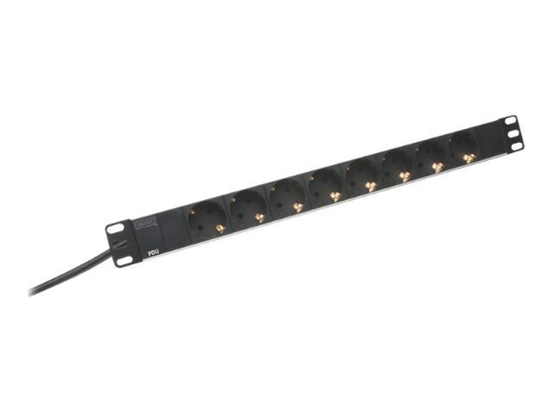 1U Aluminum PDU, rackmountable, 8x safety outlet 16A, 4000W, 250VAC 50/60Hz,