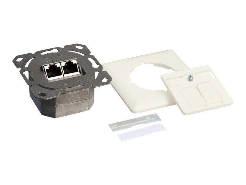 Cat.6 Wall Outlet 2xRJ45 STP horizontal, pure white