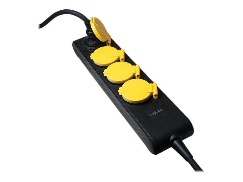 Logilink Outlet Strip, 4 safety sockets, outdoor, IP44, black