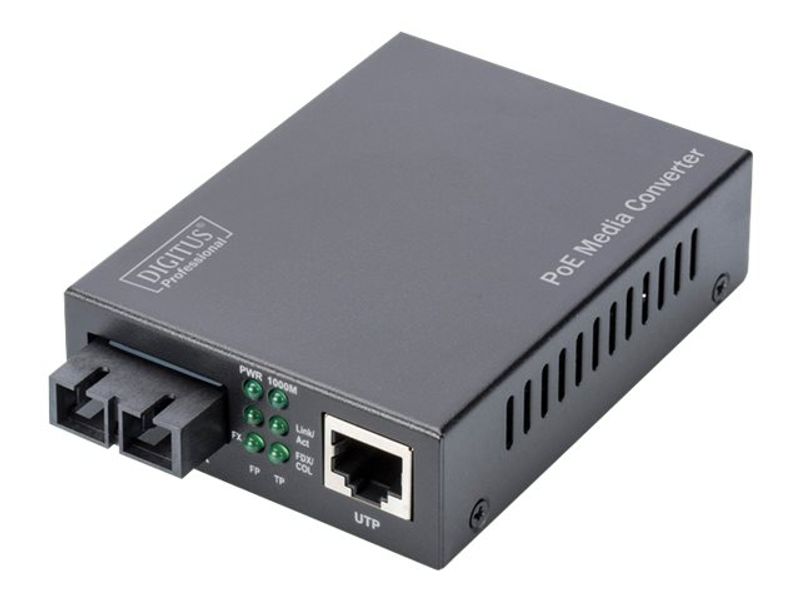 DIGITUS Konverter Gigabit PoE Multim. Media RJ45/SC MM PSE