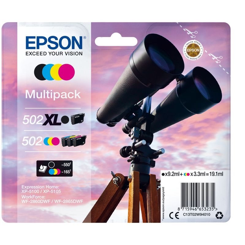 Epson 502/502XL Multipack - 4er-Pack - 19.1 ml - Schwarz, Gelb, Cyan, Magenta