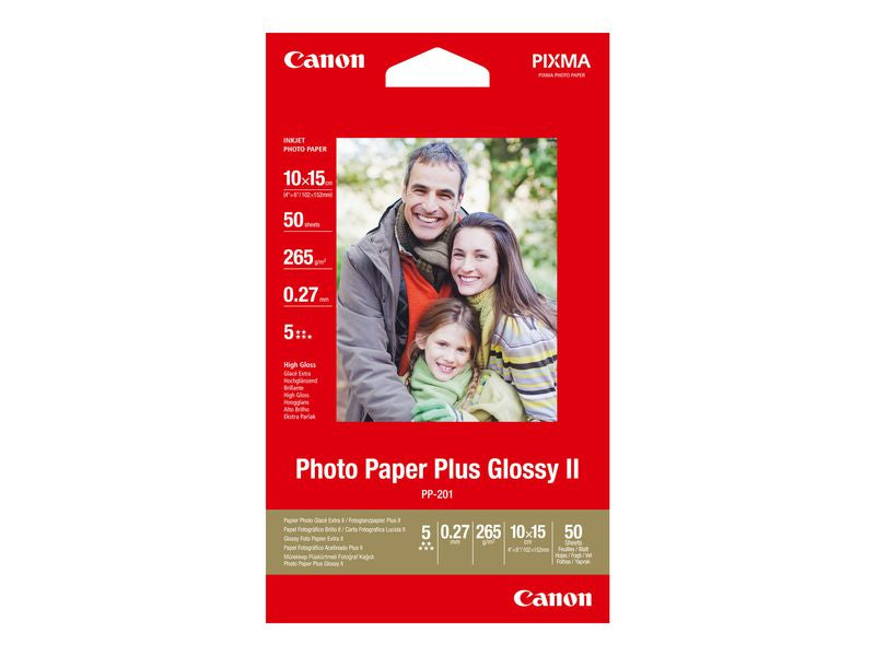 Canon Photo Paper Plus II PP-201 - Glossy photo paper - 100 x 150 mm - 260 g/m2 - 50 sheet(s)