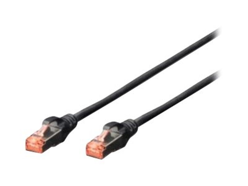 DIGITUS Patchkabel Cat6 S/FTP 2xRJ45 0.25m schw Hebelschutz Polybeutel