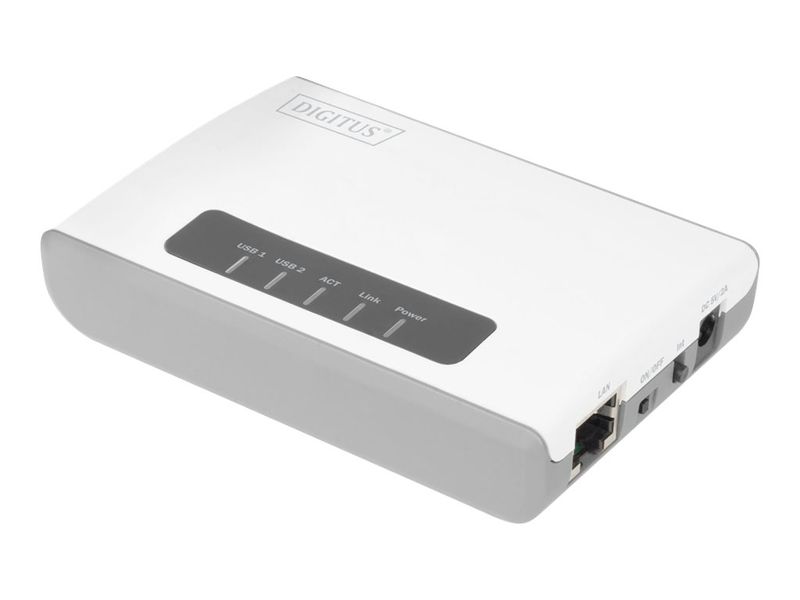 Digitus 2 Port USB 2.0 Wireless Multi-Functional Network Server, 300 Mbps