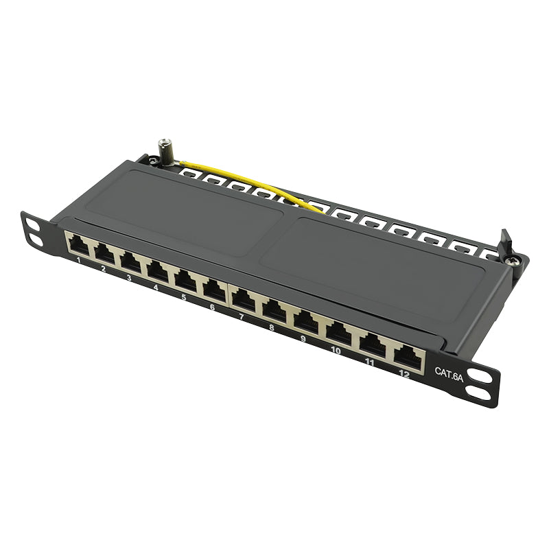 Patchpannel 10 12 Port Cat6A STP black 0.5 HE LogiLink