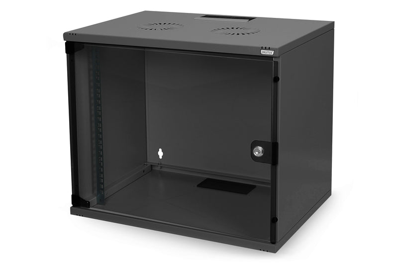 10" 6U wall-mounted network cabinet, SOHO PRO 325 x 315 x 300 mm, glass door, black, unassembled, 30 kg