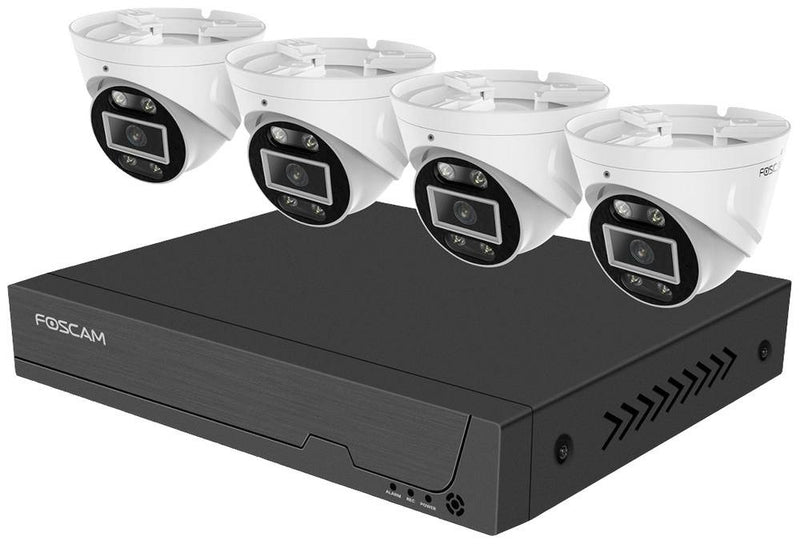 FOSCAM FN9108E-T4-2T Überwachungskameraset 4 Kameras mit Recorder Weiß