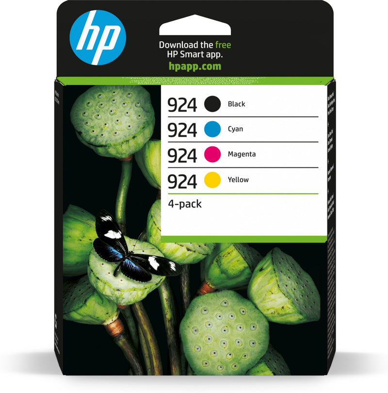HP 924 - 4-pack - cyan, magenta, yellow, black - original - ink cartridge - for LaserJet Pro 81XX, Officejet Pro 81XX, Pavilion Laptop zd8120, MultiXp
