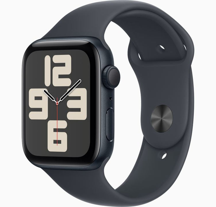 Apple Watch SE (GPS) - 2nd generation - 44 mm - midnight aluminium - smart watch with sport band - fluoroelastomer - midnight - band size: S/M - 32 GB