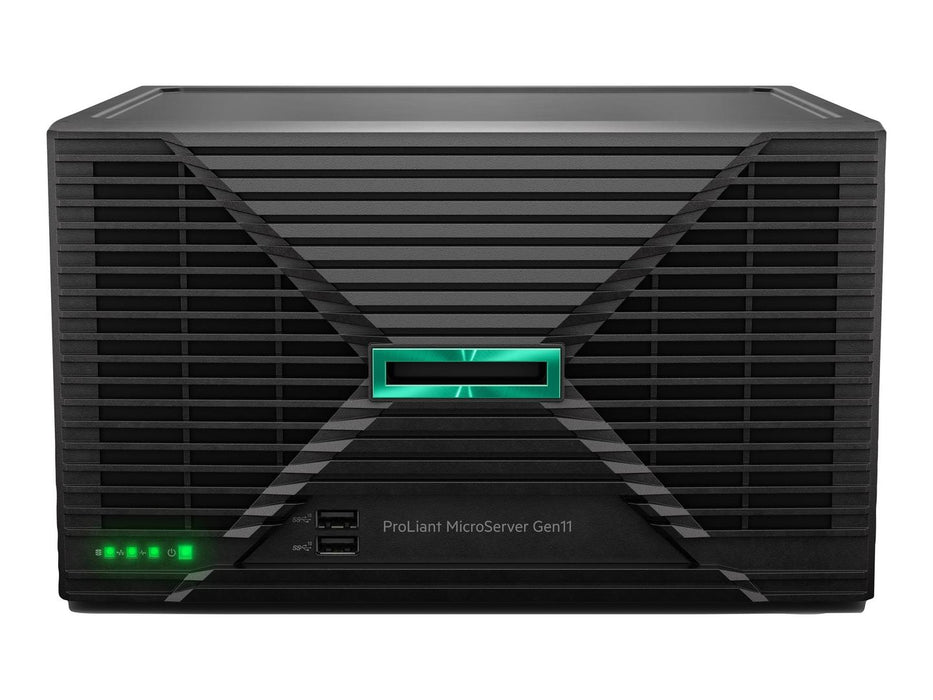 HPE ProLiant MicroServer Gen11 G7400 2c 16GB-U 4LFF-NHP 1TB HDD 180W Ext PS EMEA Cmp Module Server - This HPE pre built server includes the following: