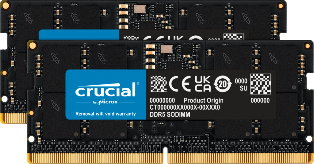 Crucial - DDR5 - kit - 48 GB: 2 x 24 GB - SO-DIMM 262-pin - 5600 MHz / PC5-44800 - CL46 - 1.1 V - on-die ECC - black