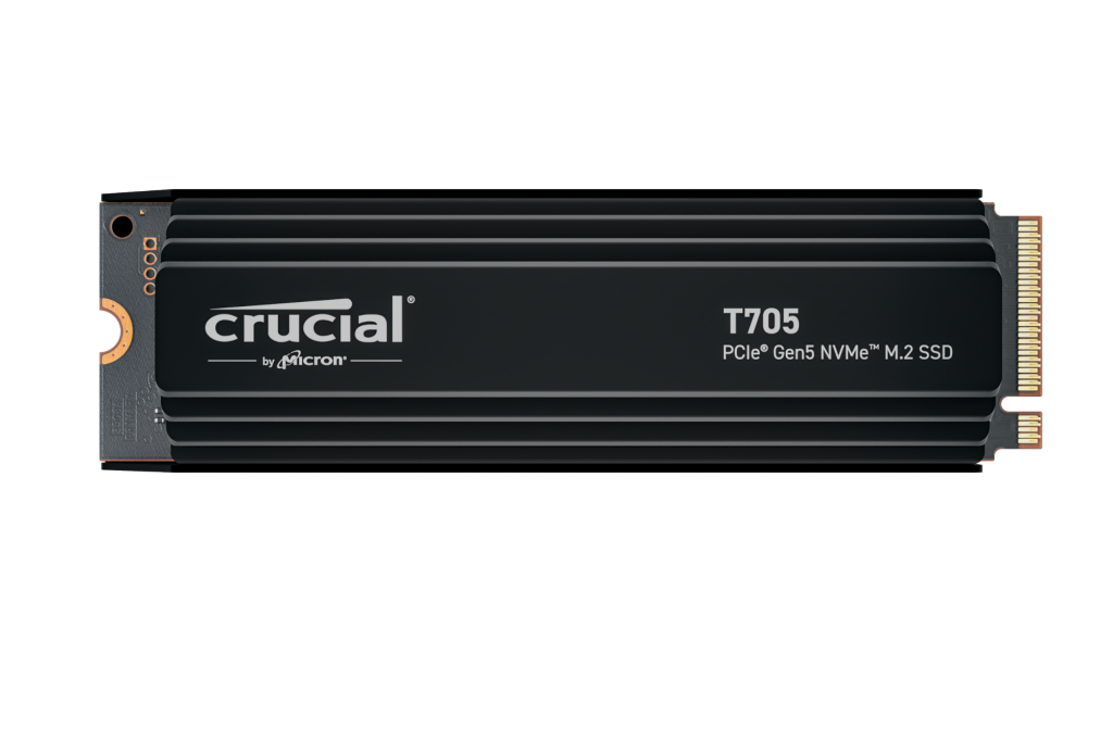 Crucial T705 - SSD - encrypted - 1 TB - internal - M.2 2280 - PCI Express 5.0 (NVMe) - TCG Opal Encryption 2.01 - integrated heatsink