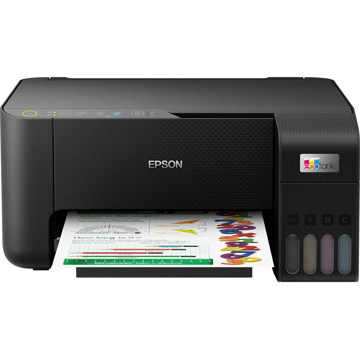 Epson EcoTank ET-2862. A4 Colour EcoTank Multifunction printer. 5,760x1,440 DPI. 33 ppm Mono. 15 ppm Colour. 100 sheet tray. One set of inks prints up
