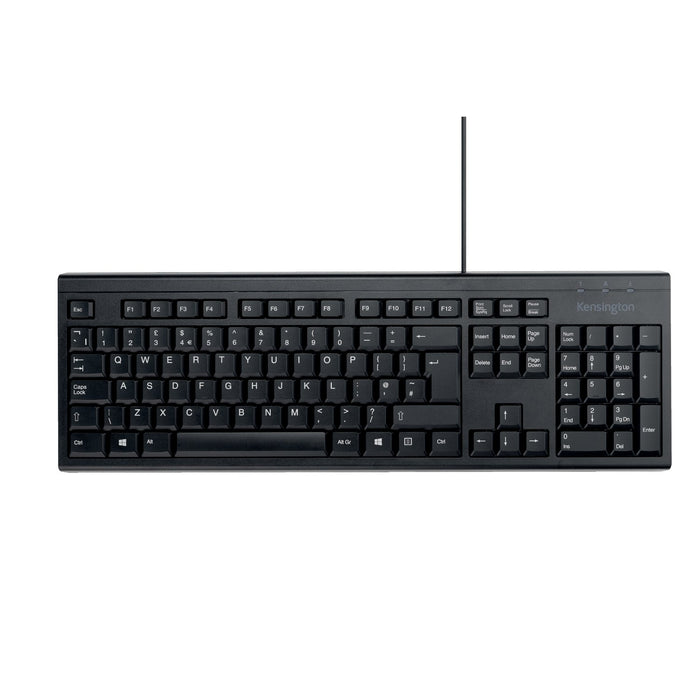 Kensington KB100 EQ - Keyboard - full size - USB - QWERTY - UK - black - brown box