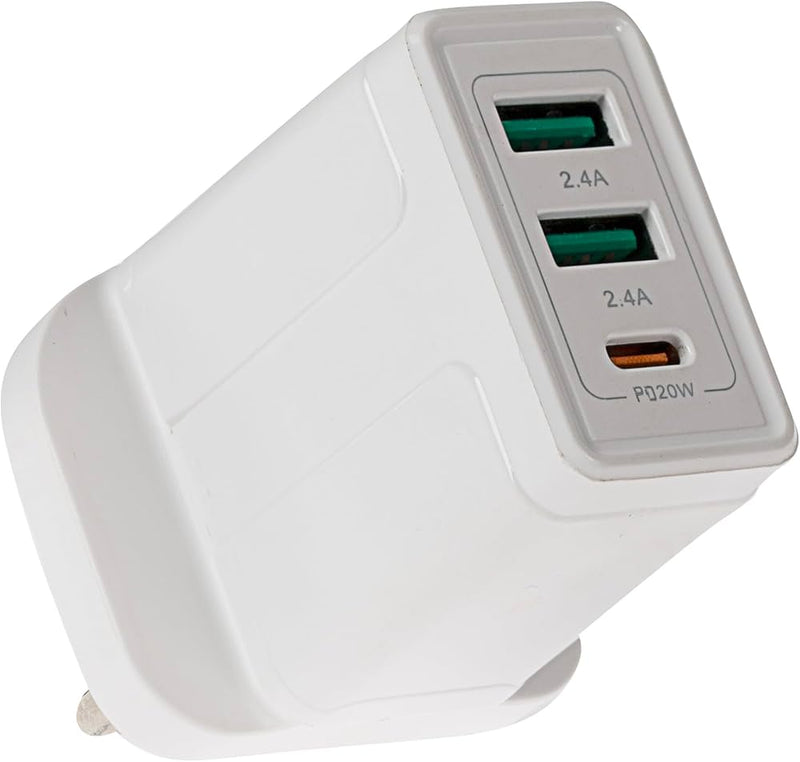 DICOTA - Power adapter - compact, laptop - 32 watt - 3 A - 3 output connectors (USB-C, 2 x USB) - white - United Kingdom