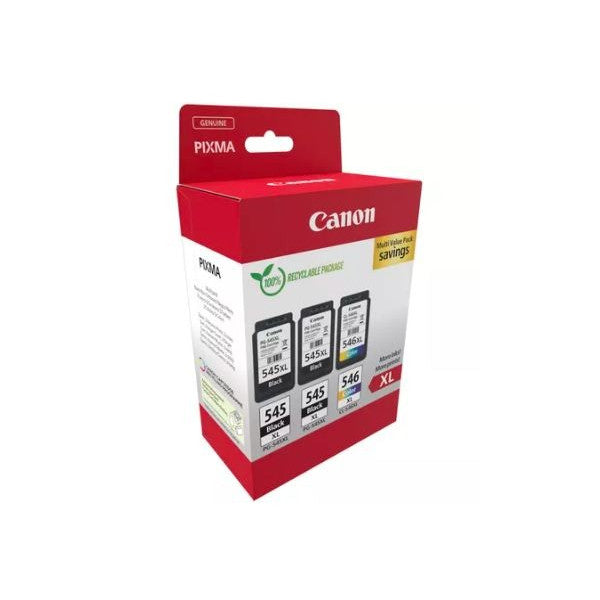 Canon PG-545XL x2 /CL-546XL Multi Pack - 3-pack - High Yield - black, colour (cyan, magenta, yellow) - original - hanging box - ink cartridge - for PI