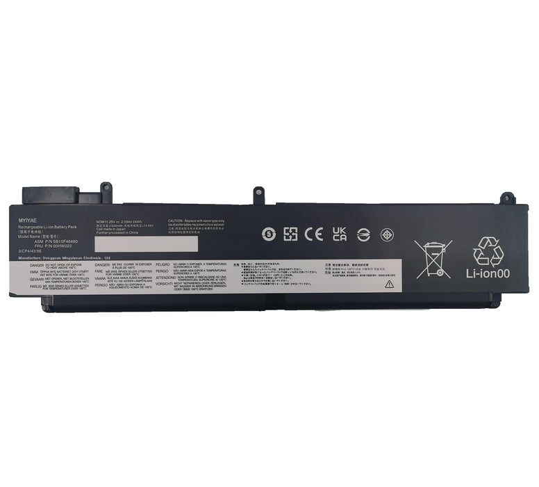 Replacement 3 cell battery for THINKPAD T460s T470s replacing OEM part numbers SB10F46460 00HW023 00HW022 3ICP4/43/86 // 11.25V 24Wh