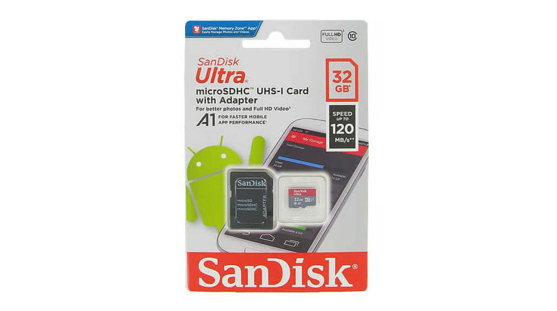 SanDisk Ultra - Flash memory card (microSDHC to SD adapter included) - 32 GB - A1 / UHS-I U1 / Class10 - microSDHC UHS-I