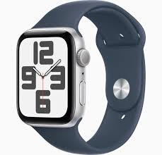 Apple Watch SE (GPS) - 2nd generation - 44 mm - silver aluminium - smart watch with sport loop - soft double-layer nylon - blue cloud - wrist size: 13