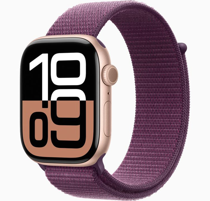 Apple Watch Series 10 (GPS + Cellular) - 46 mm - rose gold aluminium - smart watch with sport band - fluoroelastomer - light blush - band size: M/L -